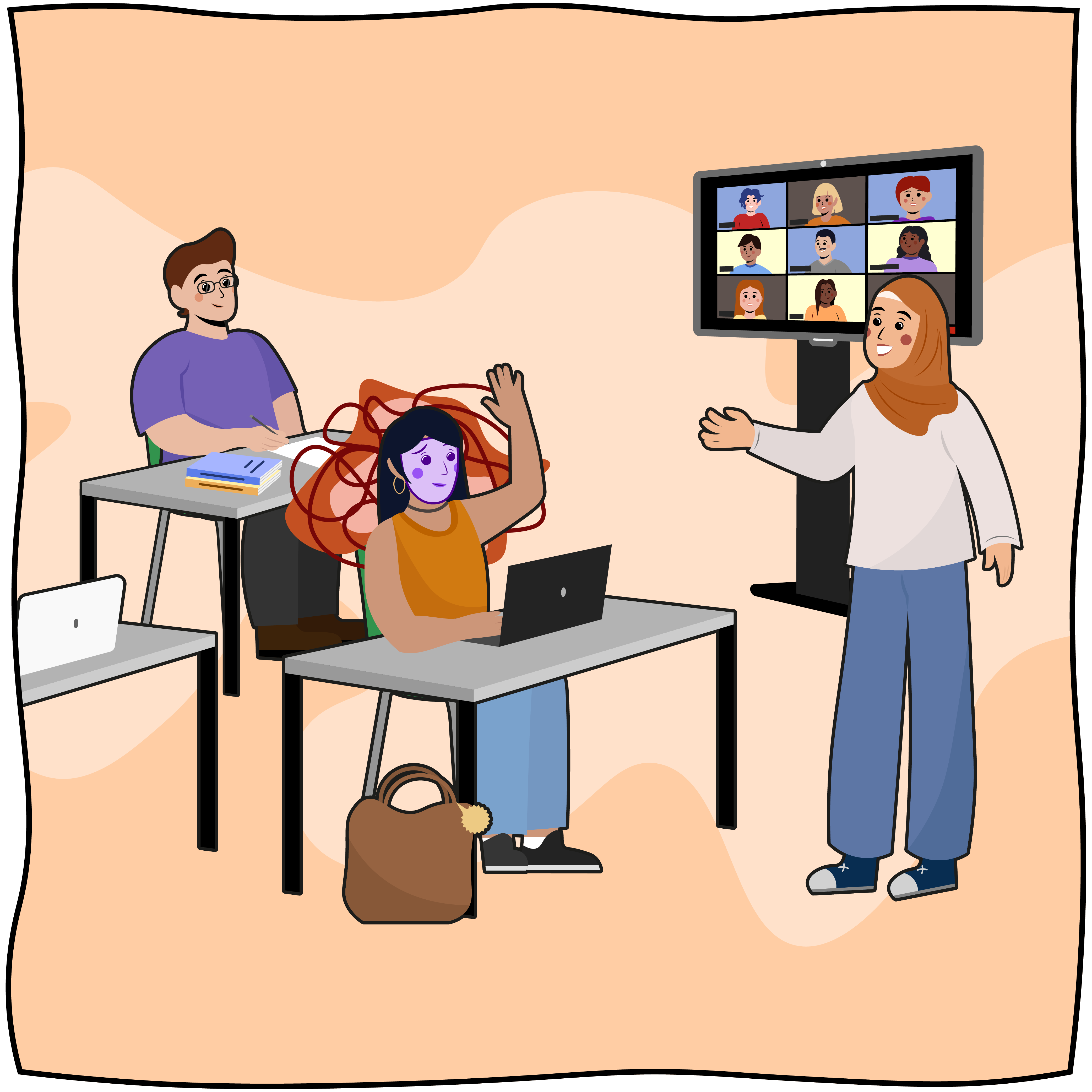 Grafik: Hanna im Seminar.